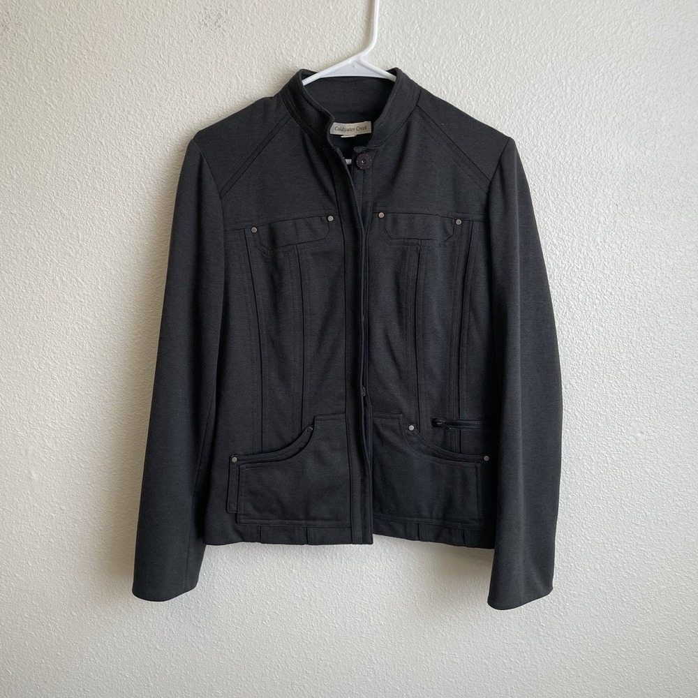 Coldwater Creek Women's Jacket‎ Size 6 Gray Long Sleeve Button with Pockets
